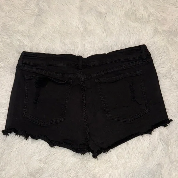 Angel Kiss Black Jean Shorts Distressed Frayed Hem Size 15 - Picture 3 of 3